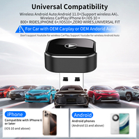 Adaptador Inalámbrico 2 en 1 para Coche, Mini Reproductor Multimedia Portátil con CarPlay y Android Auto, Dongle USB para Coche