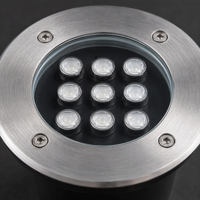 Luminaire paysager en aluminium moulé sous pression IP68, lumière LED 12W, luminaire encastré rond pour jardin, lampe de sol avec abat-jour en acrylique