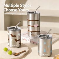 Botol Vakum Stainless Steel 304 Terisolasi, Termos Tumbler, Botol Minum Perjalanan, Motif Tetesan Air, Polos, Pink, Hati, Anjing, Bintang, Lingkaran Penuh, Anjing