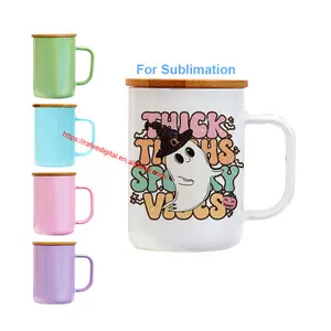 25pcs 15oz Sublimation Blank Glass Tumbler With Handle Frosted Clear Matte  Color Beer Glass Can Mugs