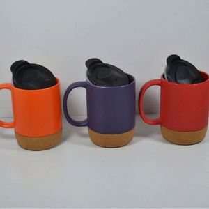 Hot Selling 400ml Slideproof Coffee Cups Anc Lid Cork Coaster Bottom Dishwasher Safe <b>Ceramic</b> <b>Travel</b> <b>Mugs</b> - Product Image 3