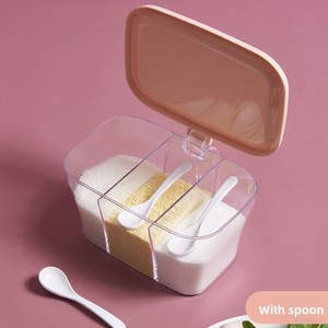 Boîte à assaisonnements intégrée pour la maison avec plusieurs compartiments et cuillère, boîte à assaisonnements en plastique multi-compartiments - Product Image 1