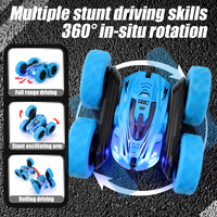 Voiture RC haute vitesse 2,4 GHz, voitures RC à 360 degrés avec éclairage des roues, rapides et capables de faire des retournements, voitures RC acrobatiques 4 roues motrices double face