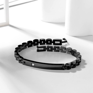 Classic Gold <b>Silver</b> Plated Zircon Chain Link Bracelet Durable Stainless Steel Unisex Wrist Jewelry - Product Image 3