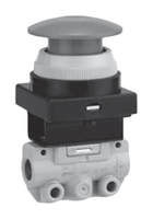 VM1300130RA Vanne manuelle pneumatique VM1300130RA, RC, interface NPT, commande par bouton (tête champignon), 2 positions R 1/8, 3 canaux