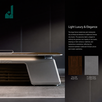 Bureau de direction en placage de frêne blanc de luxe avec boîte de rangement multifonctionnelle, serrure à empreinte digitale et éclairage LED pour bureau de PDG