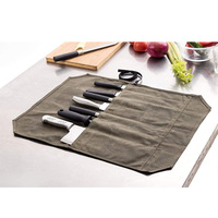 Étui à couteaux en toile multi-usages personnalisé sac à main pliable décontracté avec fermeture à glissière stockage de voyage durable pour couteau à rouleau du chef
