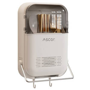 Ascor Wall-mounted Chopstick Storage Box With Flip Top Lid Drainable Mildew-proof Kitchen Rack For Spoon And Chopstick - Product Image 5