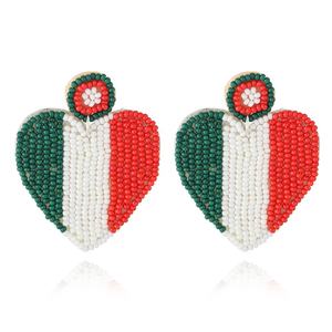 Best-Selling Heart Shape Earrings French German <strong>UK</strong> Flag Design Carnival Jewelry With Huggies Pattern Plated Finish - Product Image 4