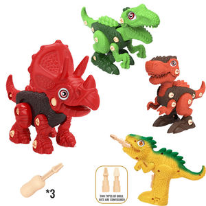 Parc à dinosaures, dinosaures assemblés avec perceuse électrique, jouet éducatif STEAM, kit de construction de vis et d'écrous, lot de 3, cadeau pour enfants - Product Image 1