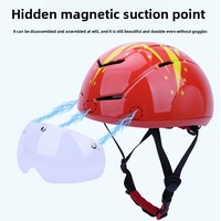 Casque de patinage de vitesse sur glace pour piste courte, coque PC, moulage monobloc EPS, lentille magnétique réglable, vente en gros