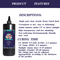 Kit de Résine Époxy UV à Durcissement Rapide, Résine Cristalline Type Dur, Colle pour Bijoux, avec Lampe UV