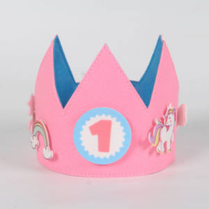 Sombrero <span class=keywords><strong>de</strong></span> <span class=keywords><strong>cumpleaños</strong></span> <span class=keywords><strong>de</strong></span> fieltro personalizable en <span class=keywords><strong>unicornio</strong></span> y formas numéricas Crown Photo Props para decoraciones <span class=keywords><strong>de</strong></span> Fiesta infantil - Product Image 3