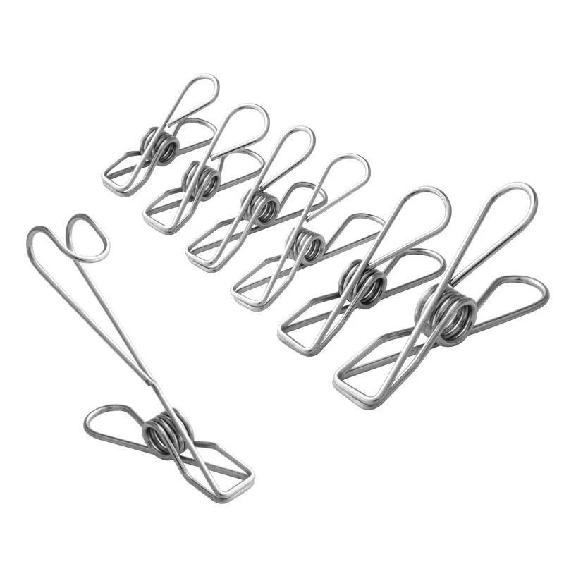 Factory Wholesale Stainless Steel Cloth Clipping Metal Utility Laundry Clothes Pins Home Laundry Office Fastener Clips