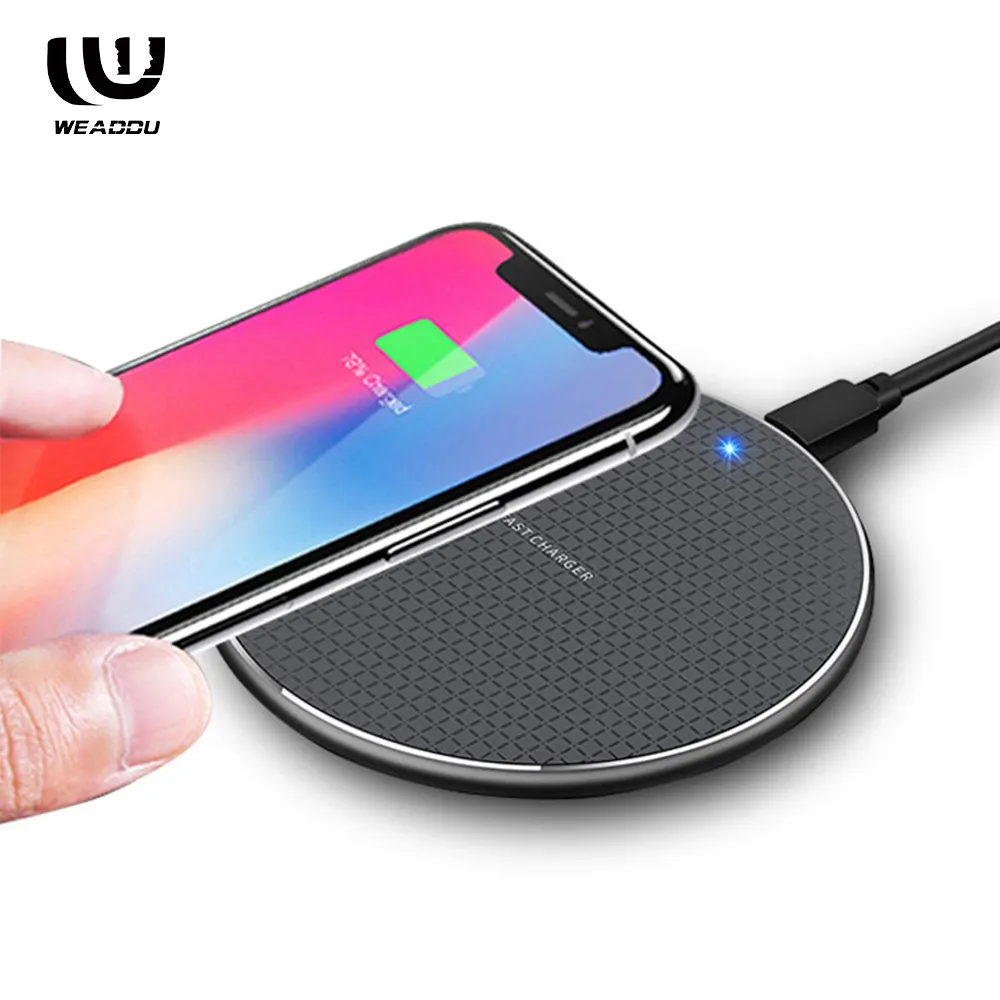 custom logo wireless charger qi fast 10w mobile smartphone portable charge slim mini universal qi wireless charger