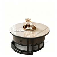 Table basse gigogne en pierre frittée à tiroirs, fonction télescopique, meilleur rapport qualité-prix, pour salon et petits espaces