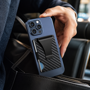 Carbon Fiber MagSafe <strong>Card</strong> <strong>Holder</strong> with Money Clip, Slim RFID Blocking Magnetic Wallet for Men Custom logo Gift - Product Image 3