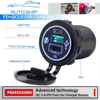Prise de chargeur de voiture USB Type-C QC3.0, adaptateur double port USB, prise de courant rapide 12V/24V DC PD pour camping-car, bateau, camion