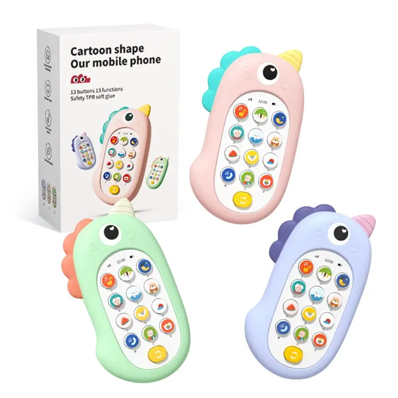 Early Educational Mobile Phone Sleep Comfort Toy Detachable Cartoon Baby Cell Phone Toy for Kids