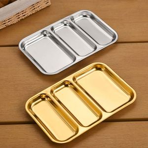 304 Stainless Steel Korean Divided Plate, <b>BBQ</b> Snack Plate for Fried Chicken Fries, Commercial Serving <b>Tray</b> - Product Image 3