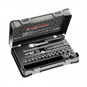 <b>Socket</b> Set 3/8 <b>Inch</b> Drive <b>12</b> Point Metric And Standard With Ratchet And Extension Bars For Automotive Repair - Product Image 2