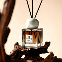 Bouteilles de diffuseur carrées préférées 50 ml 100 ml, bouteille en verre de luxe transparente 150 ml pour diffuseur à bâtonnets avec couvercle