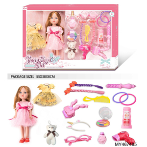 Poupée de mode pour bébé fille de 14 pouces, jeu de beauté, ensemble de <span class=keywords><strong>maquillage</strong></span>, accessoires de jeu, petite poupée princesse avec vêtements, robe - Product Image 5