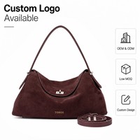 Sac à bandoulière en cuir suédé véritable, sac hobo, sac à main en cuir mat, sac de travail quotidien, logo personnalisé en relief, marque privée, vente en gros