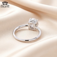 EMEJEWE Bague fine en argent 925 avec moissanite ovale de 3 carats, sertie à griffes, style minimaliste, pour mariée, mariage, usage quotidien