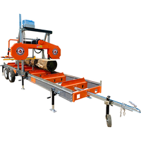 Scierie portative horizontale à essence 2022 en promotion avec remorque, puissance 11KW, largeur de travail maximale 910mm, certifiée TUV CE