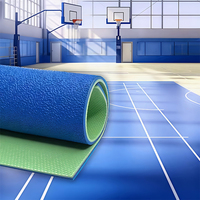 Revêtement de sol sportif en PVC HANLI 4,5 mm, grain cristal, friction modérée, dédié aux terrains de badminton standard