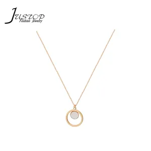 Accessoires de mode utile conception simple coquille ronde pendentif collier