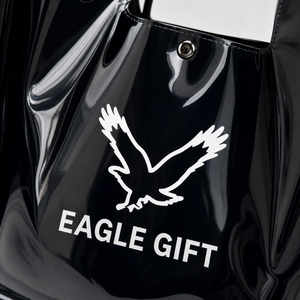 Sac fourre-tout personnalisé en PVC transparent avec motif lettres, taille moyenne, poignée longue en sangle PP, noir et blanc, pour courses - Product Image 5