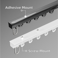 Rail de rideau en alliage d'aluminium ultra-fin personnalisé, fixation adhésive ou à vis, rouleau en aluminium silencieux, design minimaliste, écologique