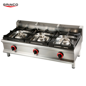 Gainco Commercial Kompor Gas Stove 3 Burner, cuisinire <span class=keywords><strong>Gaz</strong></span>, estufa industrial portátil de 3 quemadores para acampar - Product Image 1