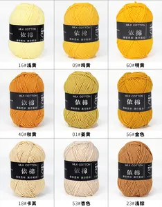 Dimuni fil à tricoter doux à la main de différentes couleurs, fil de coton de lait 4 plis 50g