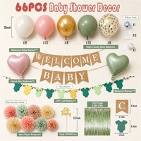 Ballons rose rétro, vert olive et or, et bannière de bienvenue pour bébé, décorations de fête de naissance, ensemble de ballons en latex et en aluminium en forme de cœur