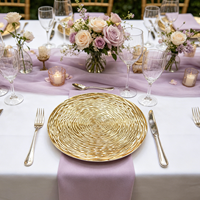 Assiettes de présentation en PP doré durables et économiques avec motif en spirale pour mariages, hôtels et événements domestiques