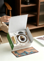 Ensemble d'outils à matcha en céramique de style japonais rétro, luxe léger et vintage, comprenant un bol à thé, un fouet en bambou (Chasen) et un support ; Ensemble complet