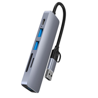 Base de expansión tipo C 6 en 1 de alta calidad para MacBook USB 3,0 interfaz multifunción carga rápida HDMI 100 Mbps puerto de red