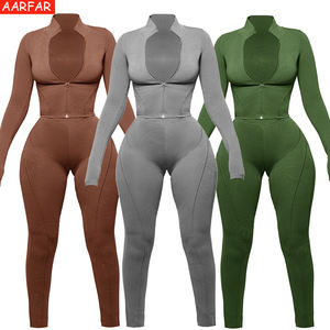 Set da <span class=keywords><strong>donna</strong></span> aderenti taglie forti personalizzate <span class=keywords><strong>in</strong></span> <span class=keywords><strong>Jersey</strong></span> di cotone con Zip Line Design Slim Fitness con colletto bianco per <span class=keywords><strong>donna</strong></span> - Product Image 1