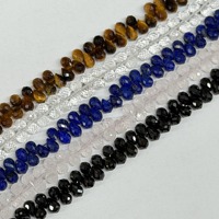 Perles facettées en forme de poire multi-gemmes, quartz clair naturel, œil de tigre, perles goutte d'eau, perles de pierres précieuses pour la création de bijoux DIY 3x5mm