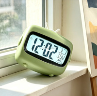 Fernseherförmiger Kleiner LCD Digitaler Wecker mit Hintergrundbeleuchtung, Batteriebetrieben für Schlafzimmer, Nachttisch-Uhr