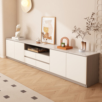 Meuble TV extensible moderne et luxueux, table basse, meuble de sol en bois, panneau en roche solide pour salon et chambre à coucher