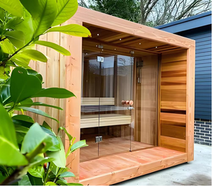Sala de sauna cuadrada al aire libre para 2 personas con diseño de cabina de vapor seco y bosque - Product Image 2