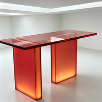 Anpassbarer LED-Leuchtender Acryl-Bartisch Minimalistischer Roter Verdickter Acryl-Esstisch für Kunstausstellungsdekoration