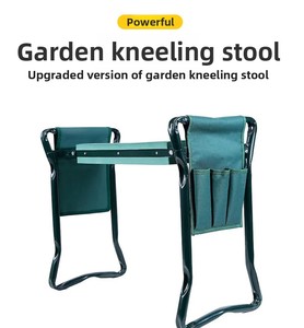 Siège de jardin pliable 2 en 1 avec coussin de genouillère en <span class=keywords><strong>mousse</strong></span> EVA, pochette à outils amovible, tabouret de jardin robuste - Product Image 6