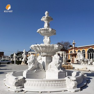MILY mão esculpida mármore branco Lions <span class=keywords><strong>Fountain</strong></span> estilo europeu para casa ao ar livre jardim - Product Image 3