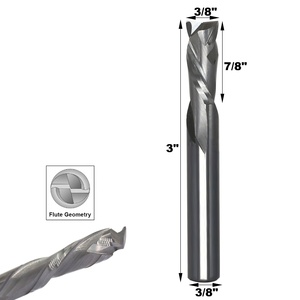 CNC <span class=keywords><strong>Router</strong></span> Bits Compression Endmill 7/<span class=keywords><strong>8</strong></span> Fresado en espiral Fresas de extremo de carburo sólido 2 flautas -- 3/<span class=keywords><strong>8</strong></span> Shank up Down Cutting Helical - Product Image 3