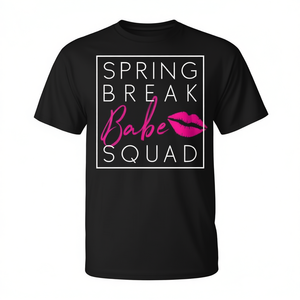 T-shirt Spring Break Babe Squad pour femmes, Vacay Girls Trip, noir, manches courtes - Product Image 2